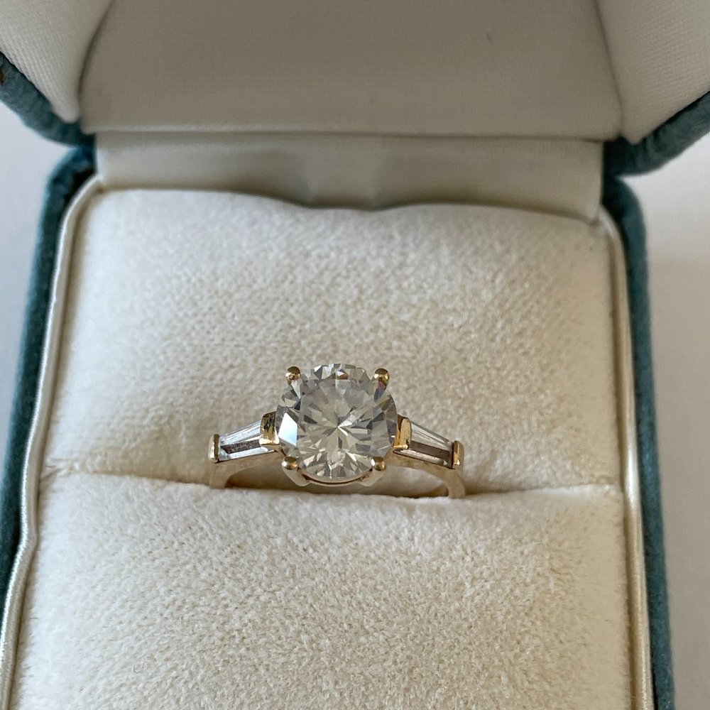 CLASSIC BAGUETTE AND ROUND CZ ENGAGEMENT RING